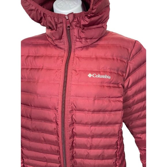 Columbia Women's Lake 22 Down Burgundy Long Hooded Full Zip Jacket Sz Medium / M - Picture 8 of 12